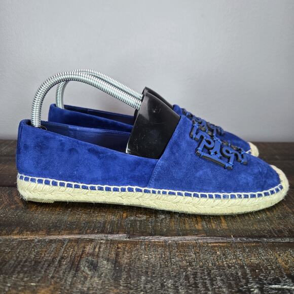 NEW Tory Burch Ines Espadrille Womens Size 8 M Slip On Shoes Loafers Logo Blue - Picture 1 of 11